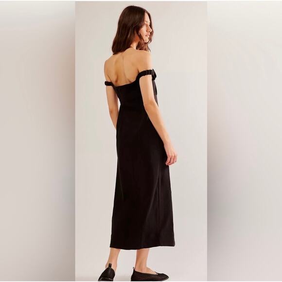 FREE PEOPLE Linnea Midi Dress in Black, Size Medium - Picture 4 of 14